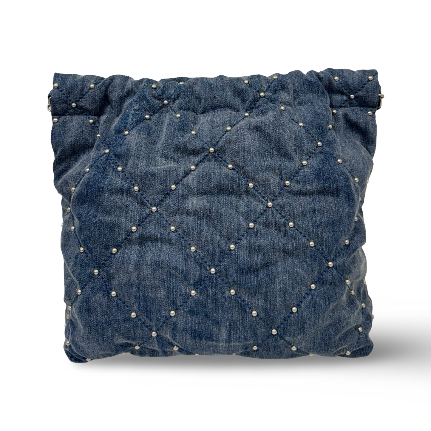 Chanel Quilted Washed Denim Small Silver Tone Metal 22Bag - SHW / Blue