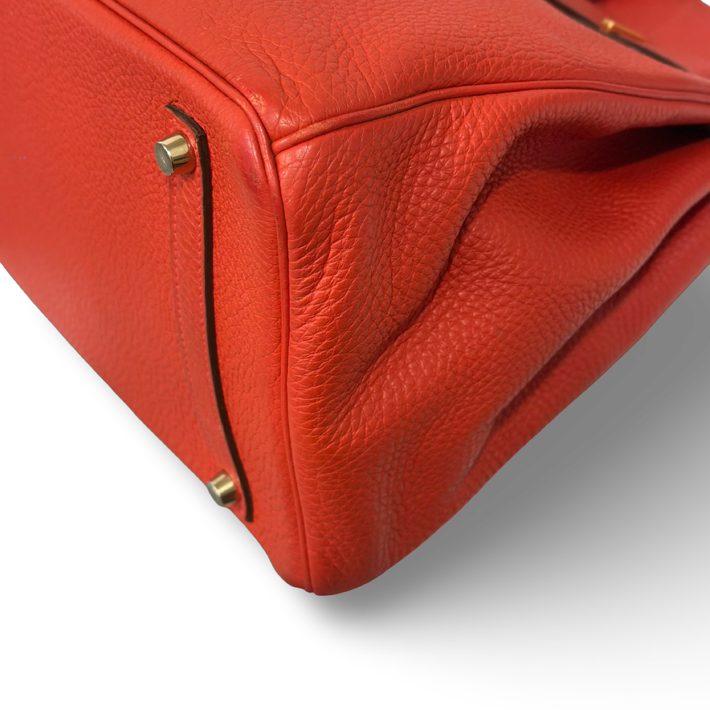 Herme Togo 35 Birkin Bag - GHW / Red