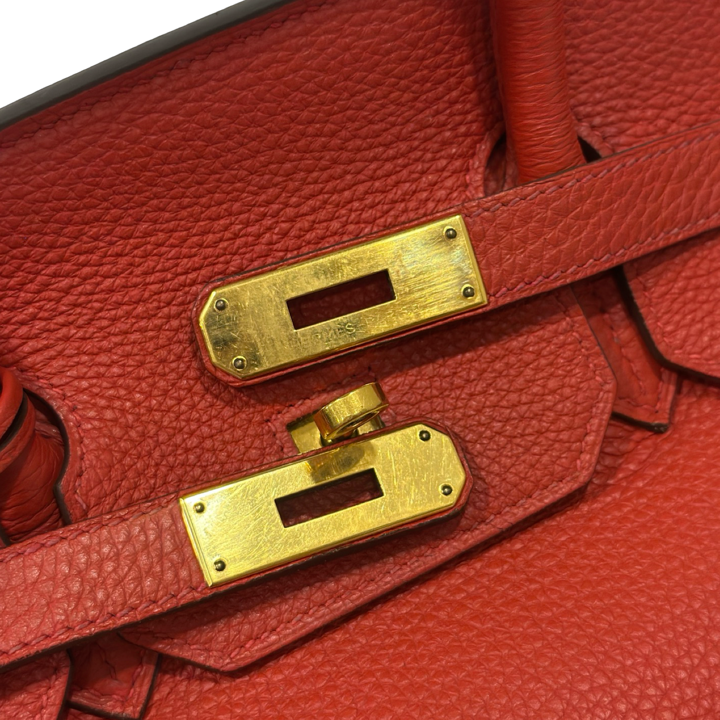 Herme Togo 35 Birkin Bag - GHW / Red