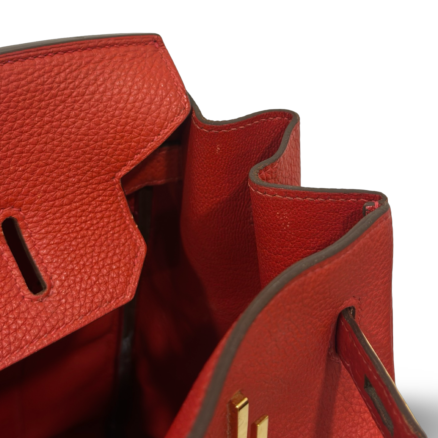 Herme Togo 35 Birkin Bag - GHW / Red