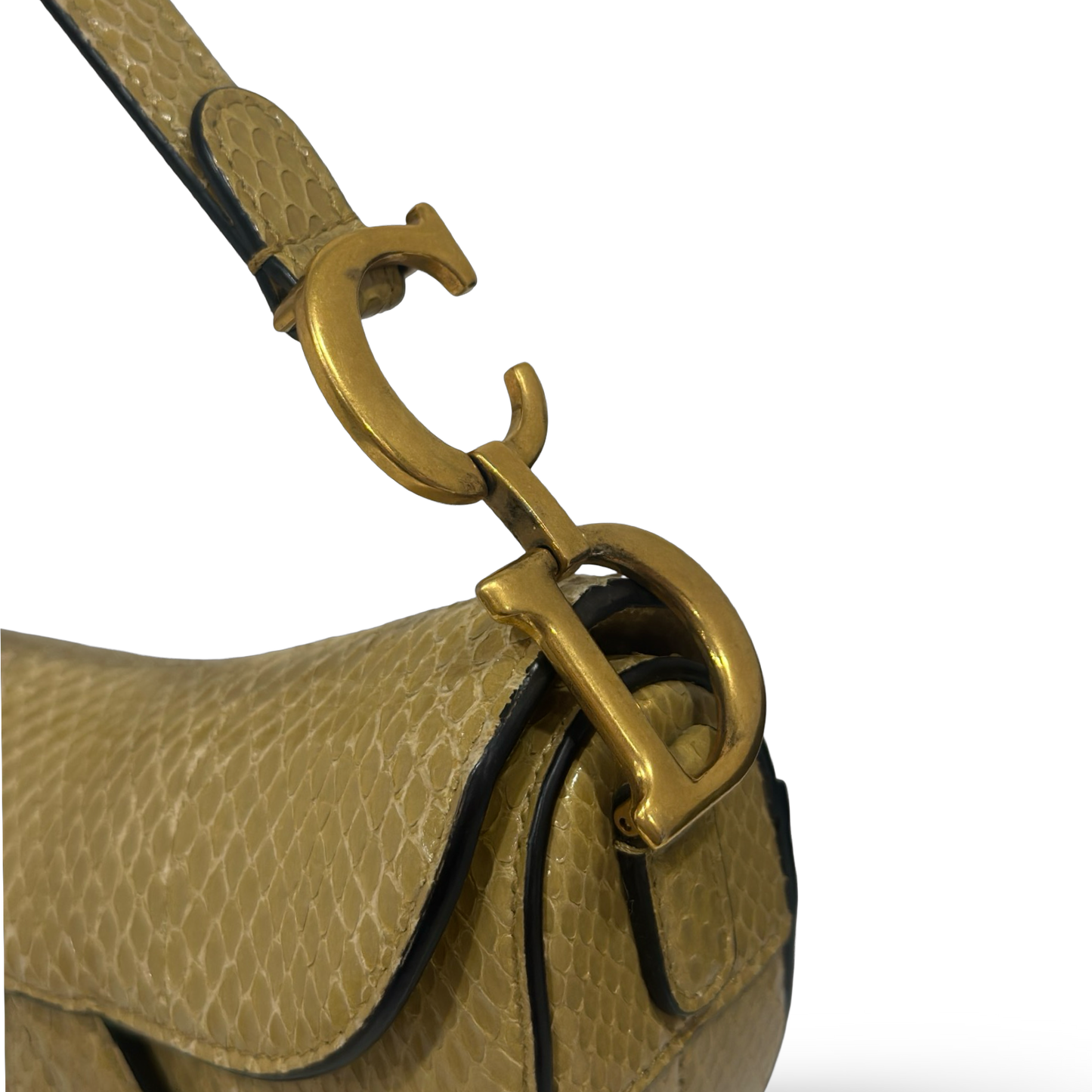 Dior Python Mini Saddle Handbag - GHW / Yellow