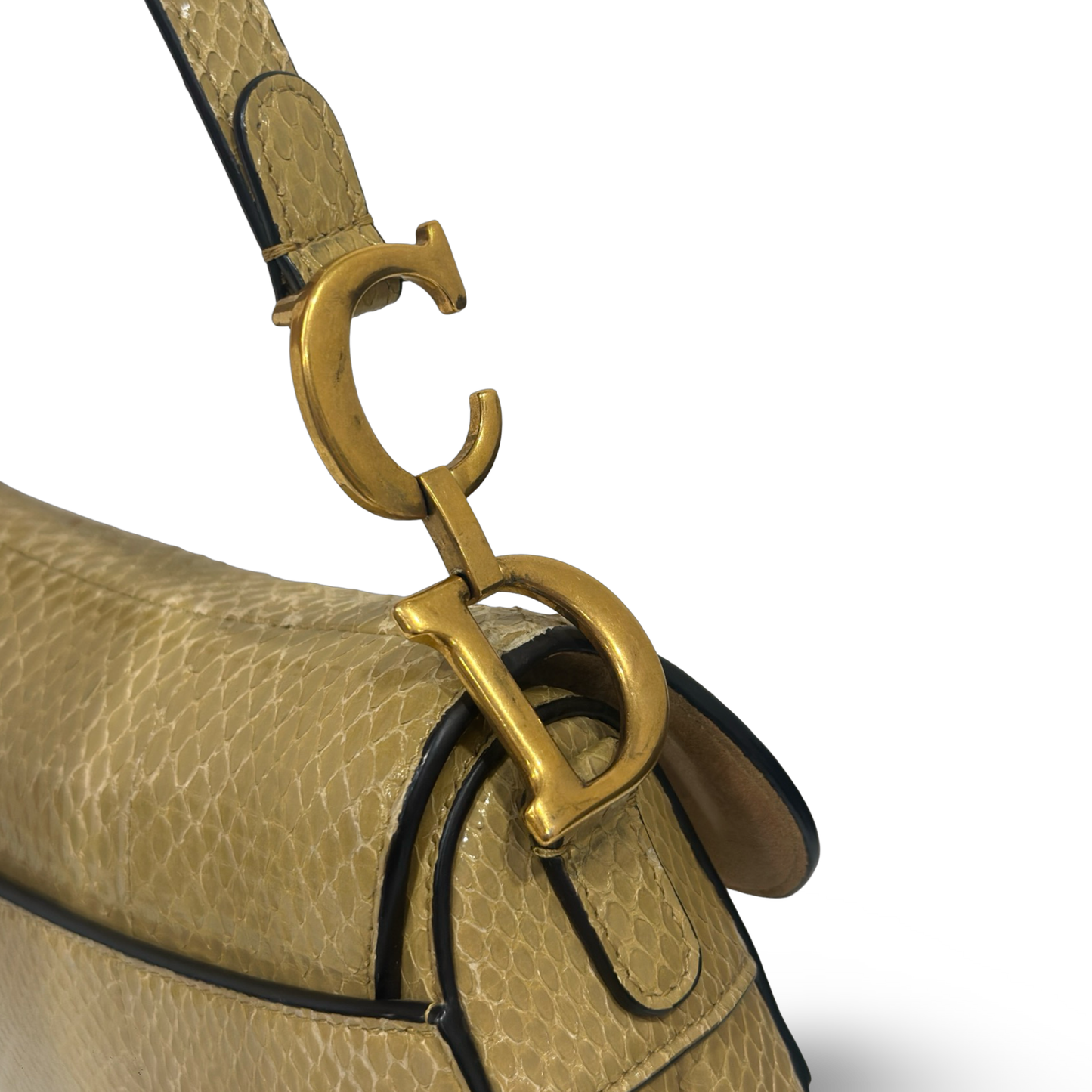 Dior Python Mini Saddle Handbag - GHW / Yellow