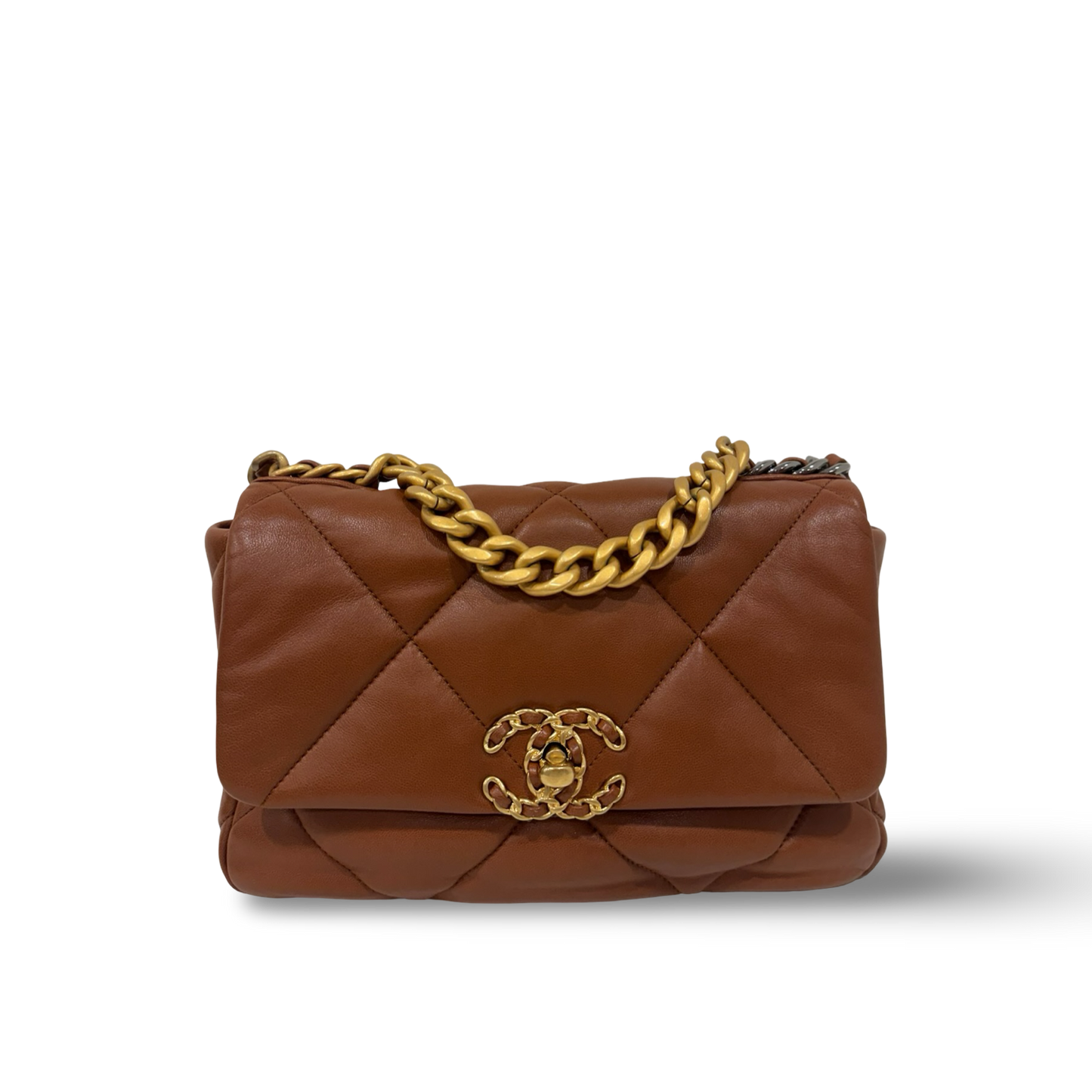 Chanel Quilted Calfskin Medium 19 Bag - GHW / Caramel
