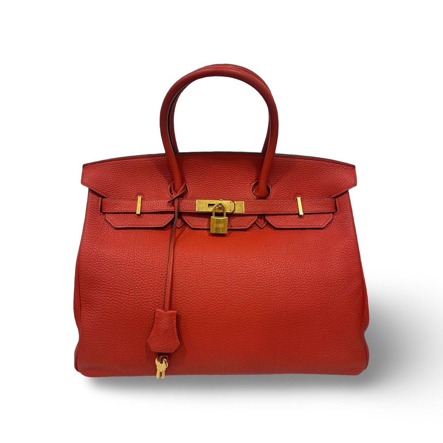 Herme Togo 35 Birkin Bag - GHW / Red