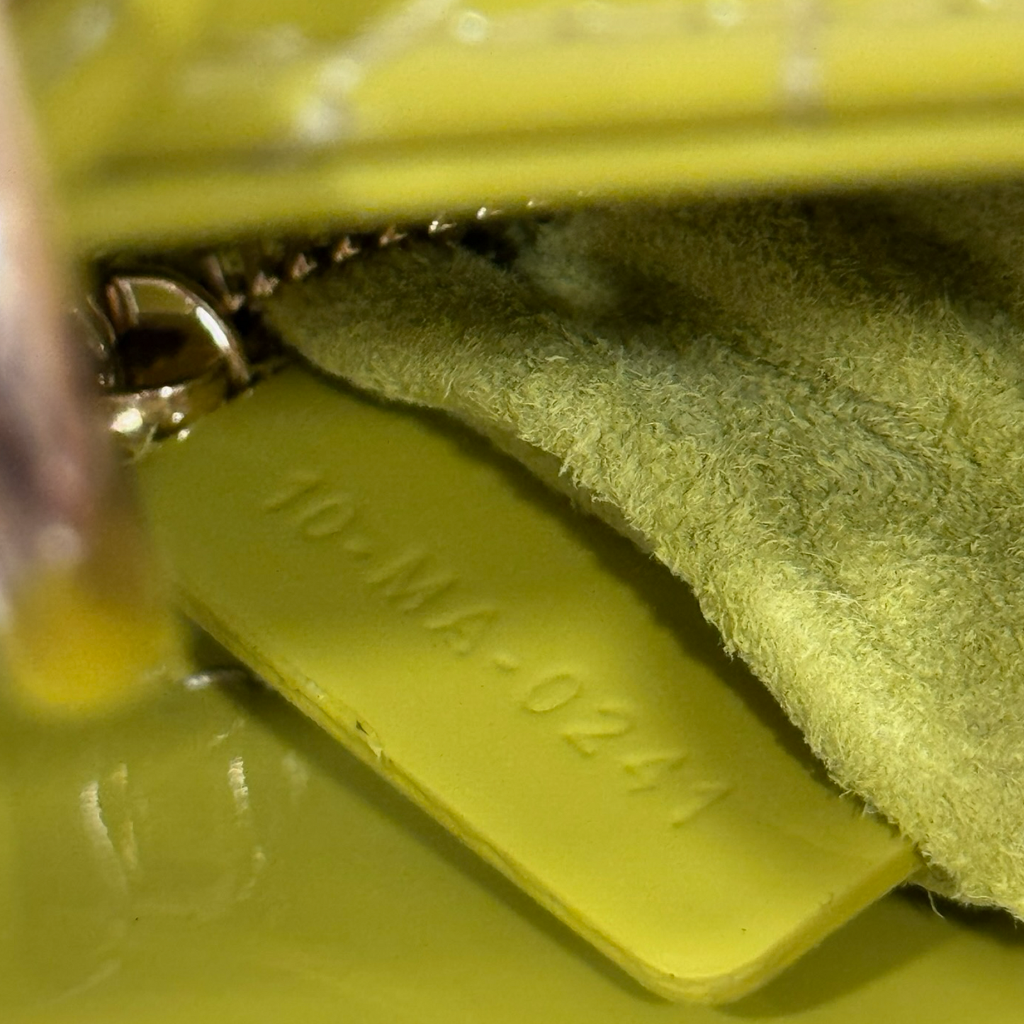 Dior Cannage Patent Mini Lady Bag - GHW / Lime Yellow