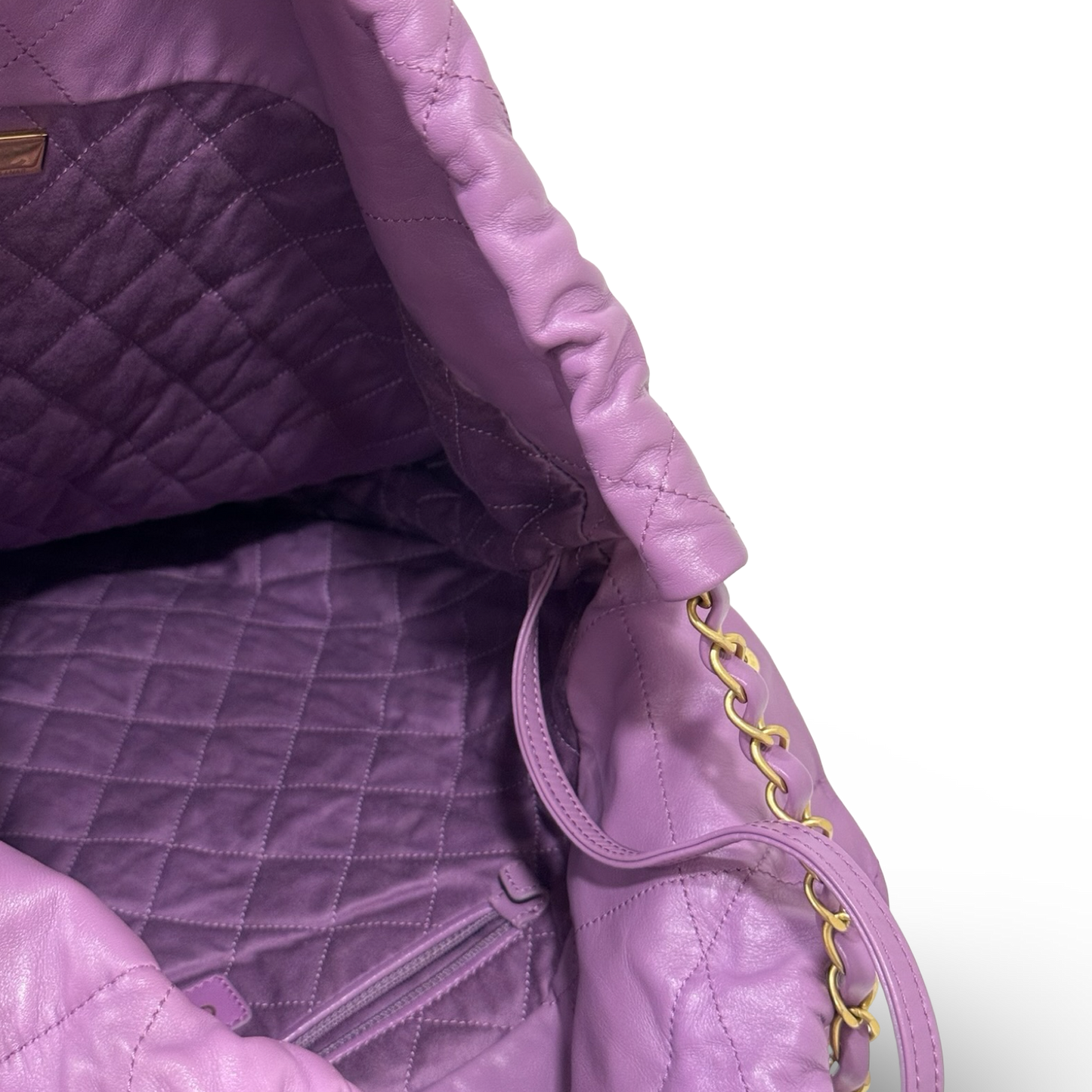 Chanel Quilted Lambskin Large 22 Bag - GHW / Purple