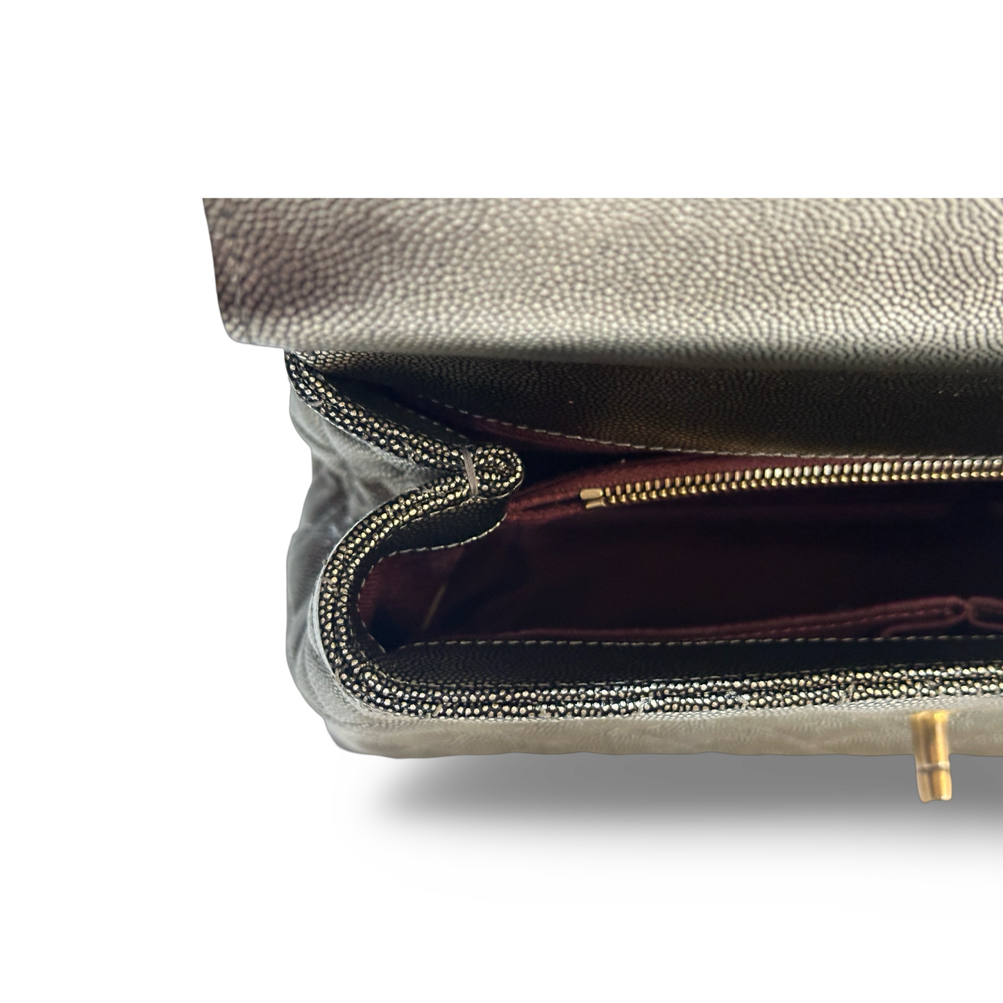 Chanel Classic Caviar Medium Coco Handle Flap Metallic