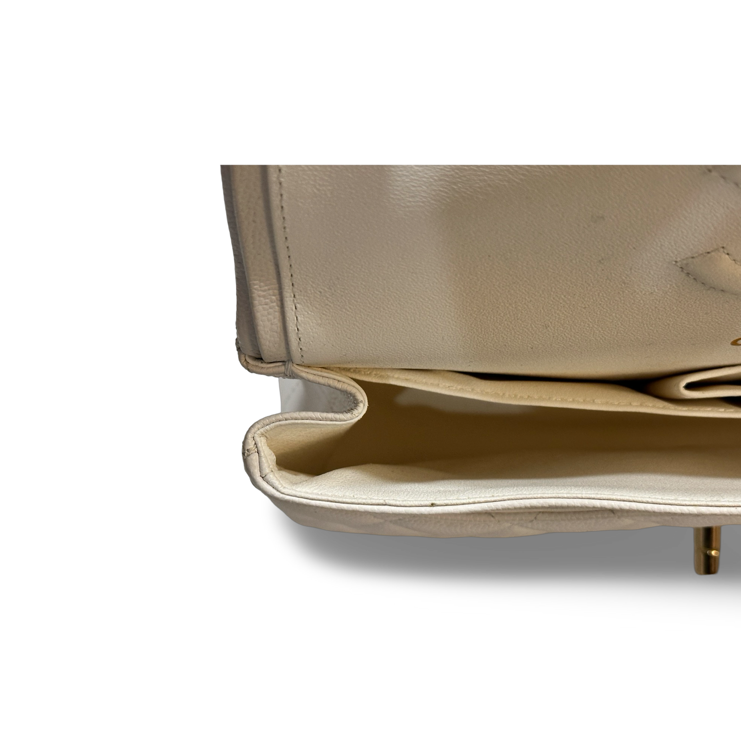 Chanel Classic Caviar Medium Double Flap Gold White