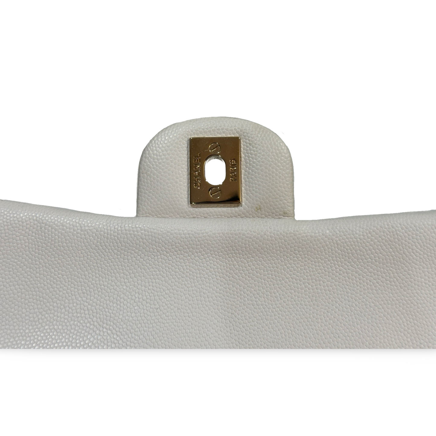 Chanel Classic Caviar Medium Double Flap Gold White