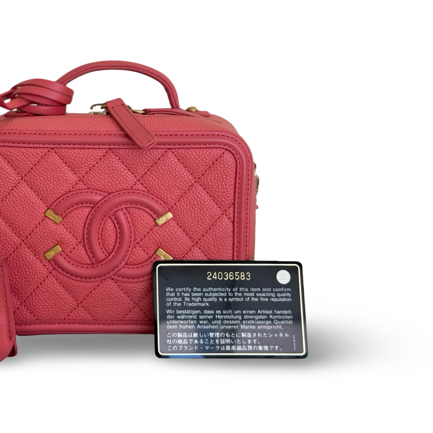 Chanel Quilted Caviar Small Vanity Case - GHW / Light Pink