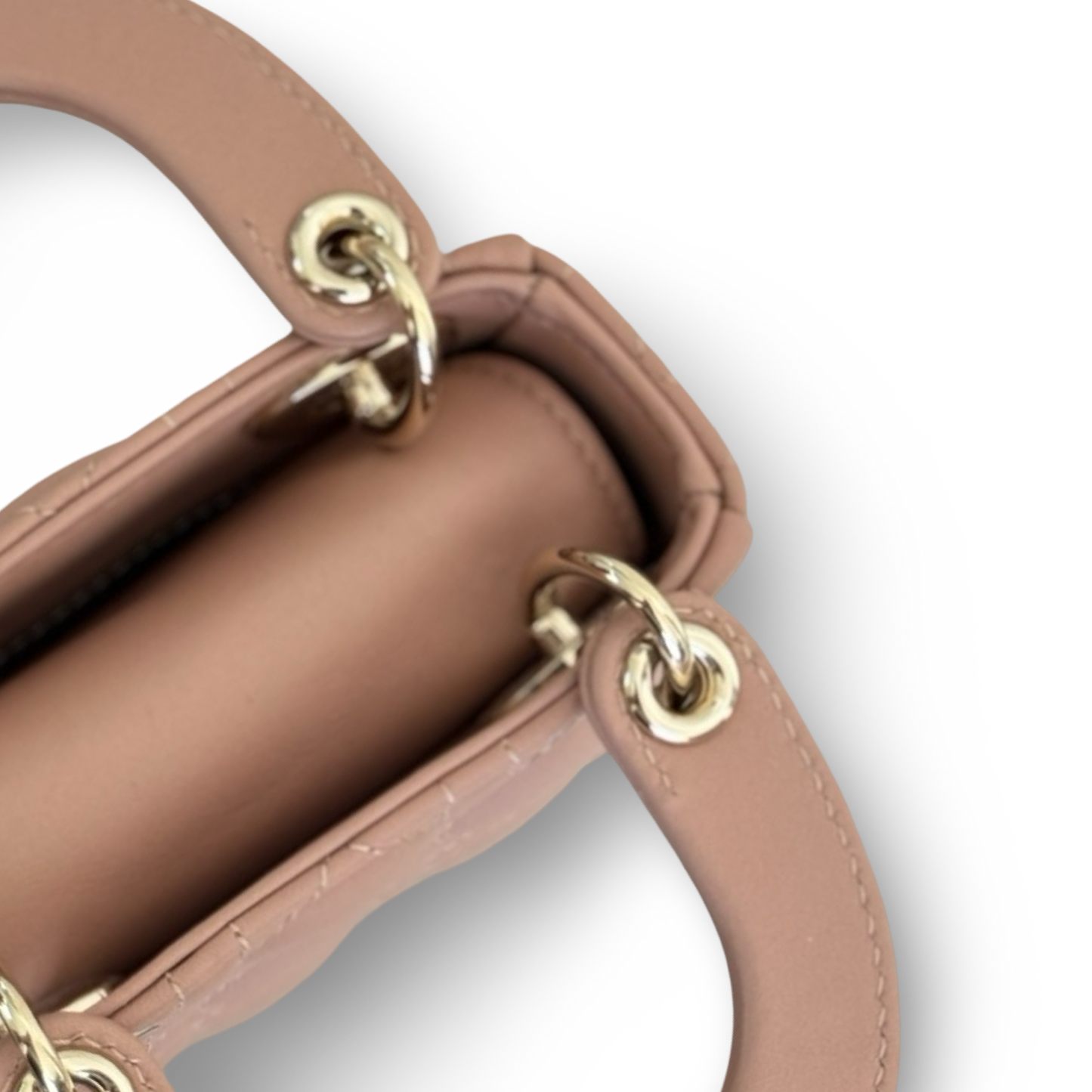 Dior Cannage Lambskin Micro Lady Bag - GHW / Nude