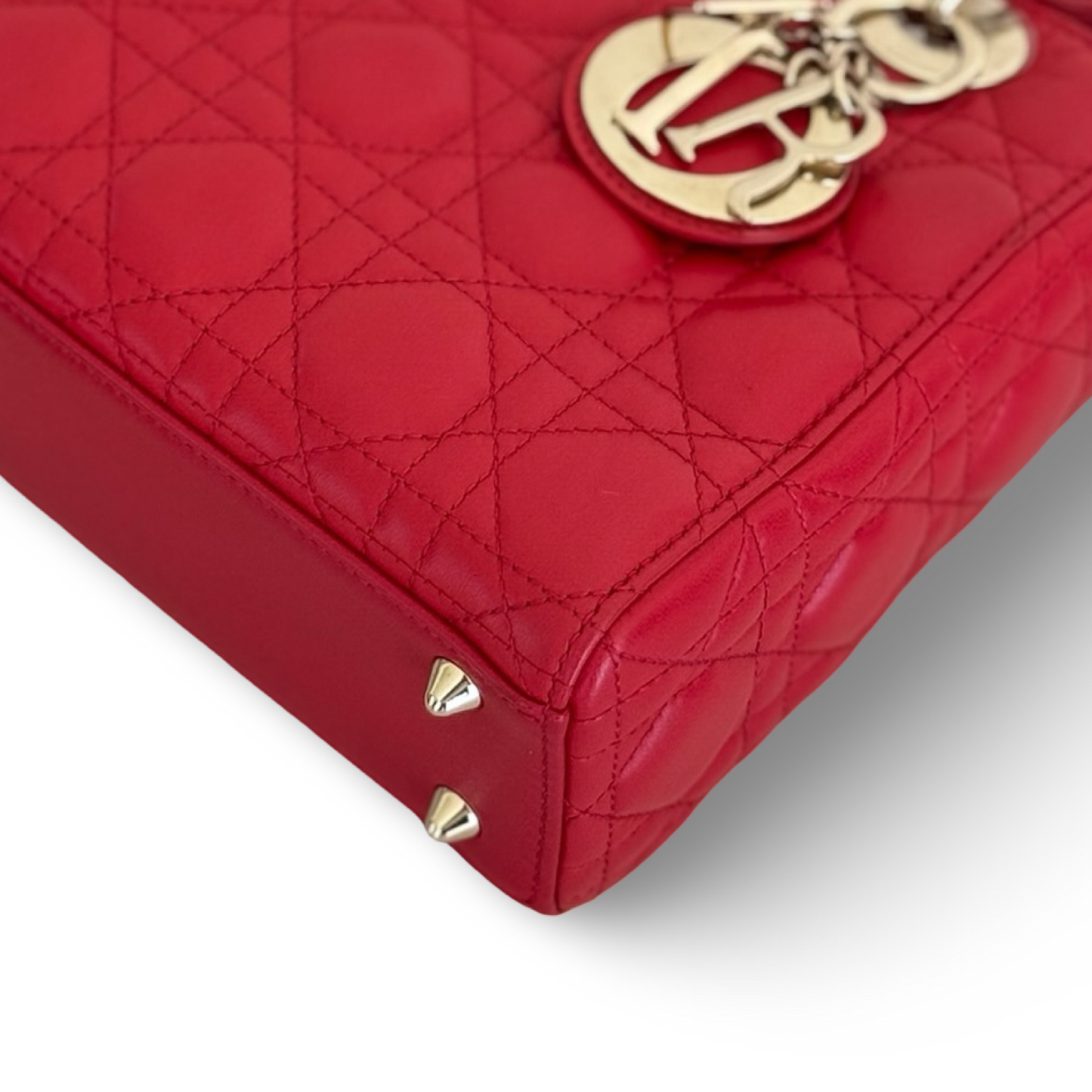 Dior Cannage Lambskin Small ABC Dior Lady Bag - GHW / Red