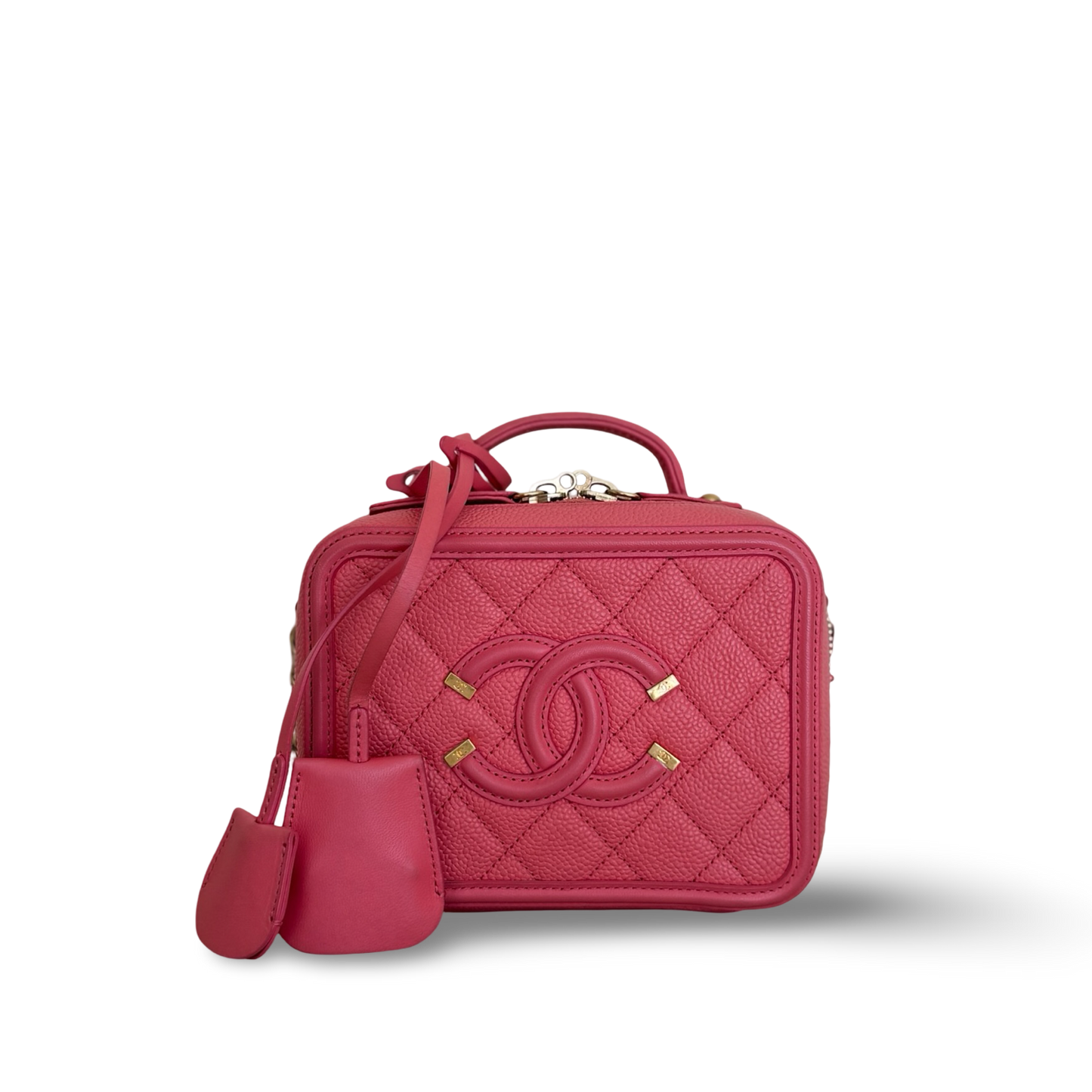Chanel Quilted Caviar Small Vanity Case - GHW / Light Pink