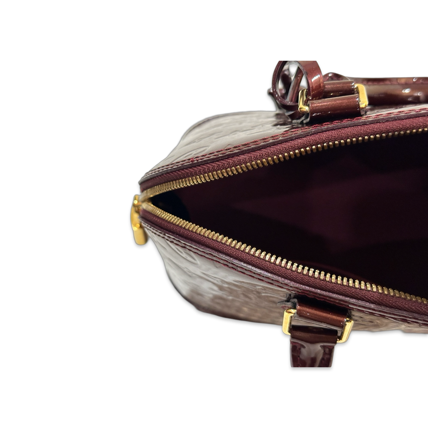 Louis Vuitton Patent MM Alma Bag Burgundy