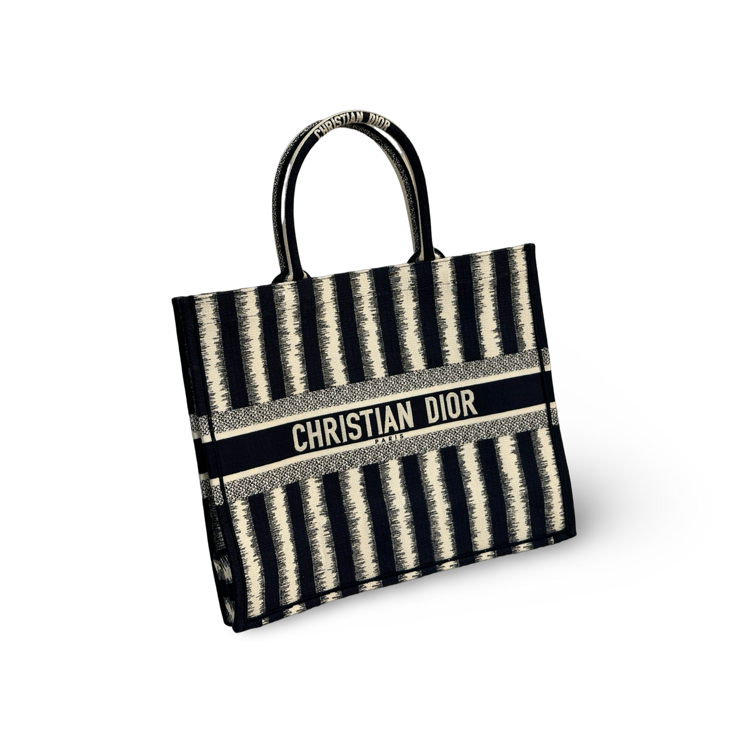 Dior Canvas Large Stripe Tote Bag Navy