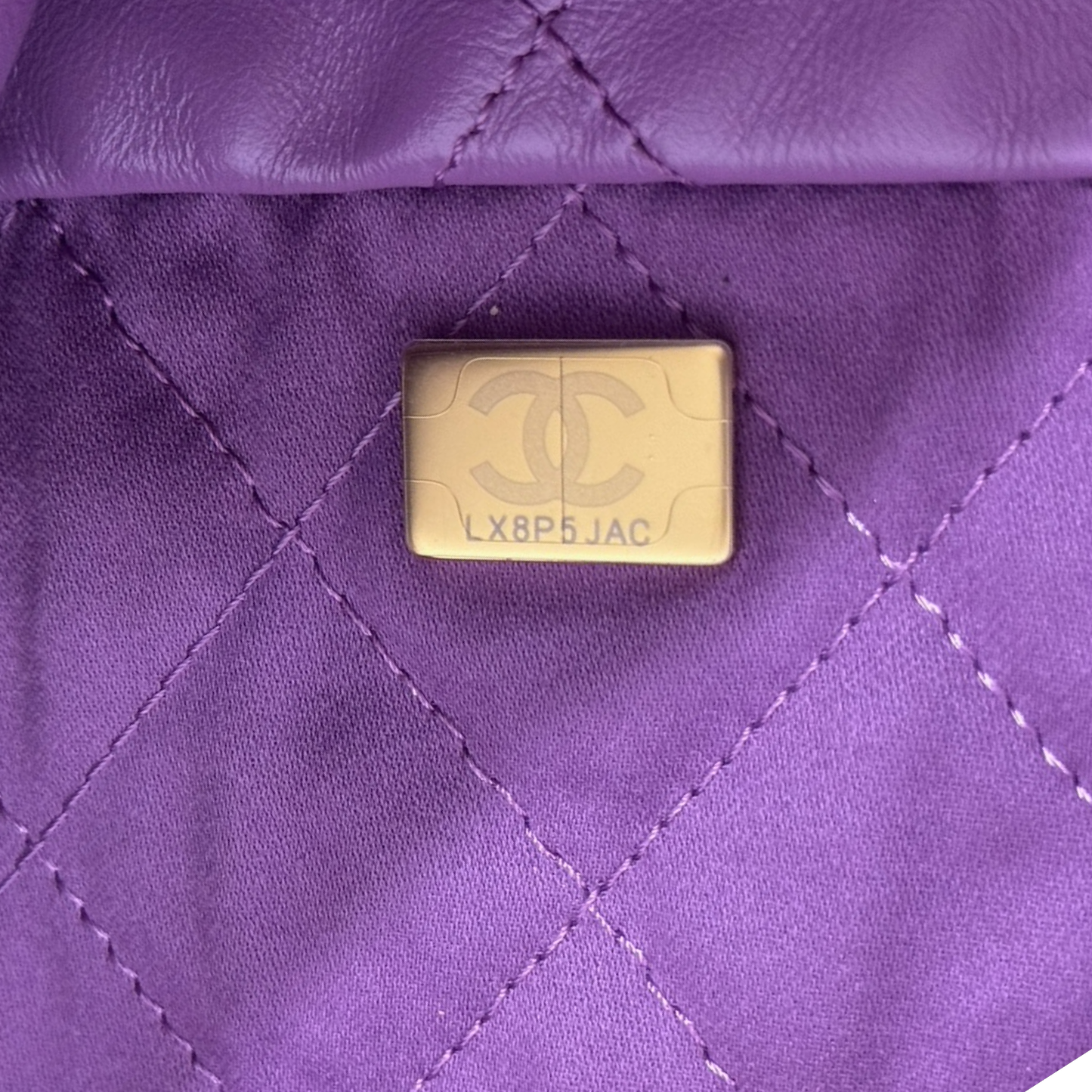 Chanel Quilte Shinny Lambskin Medium 22Bag - GHW / Purple