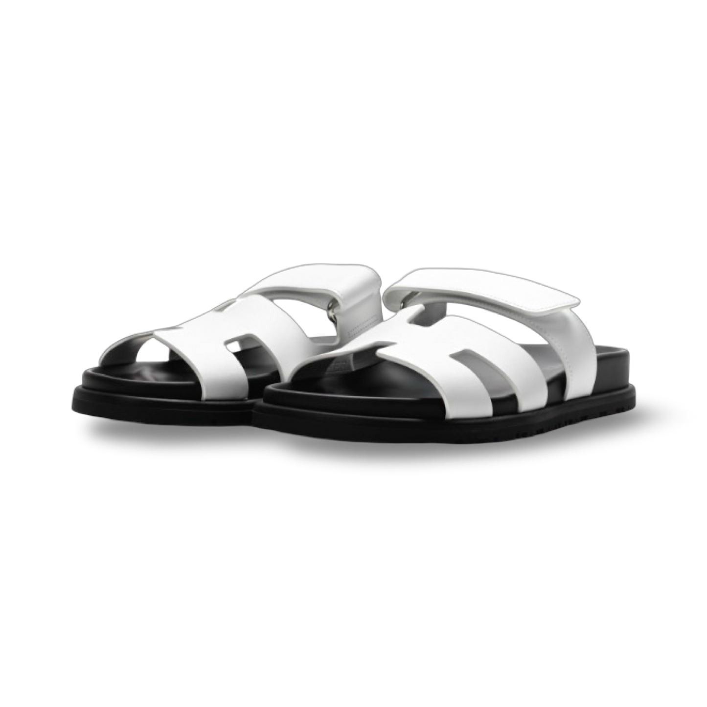 Hermes Calfskin Leather Chypre Sandals - White
