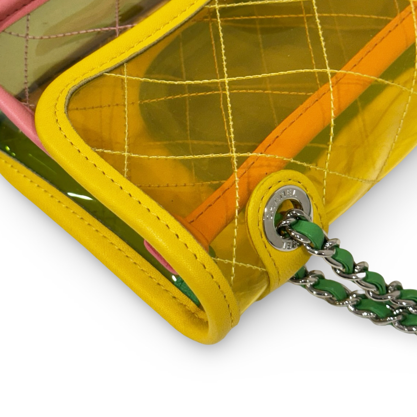 Chanel Quilted PVC Small Splash Flap - SHW /Yellow