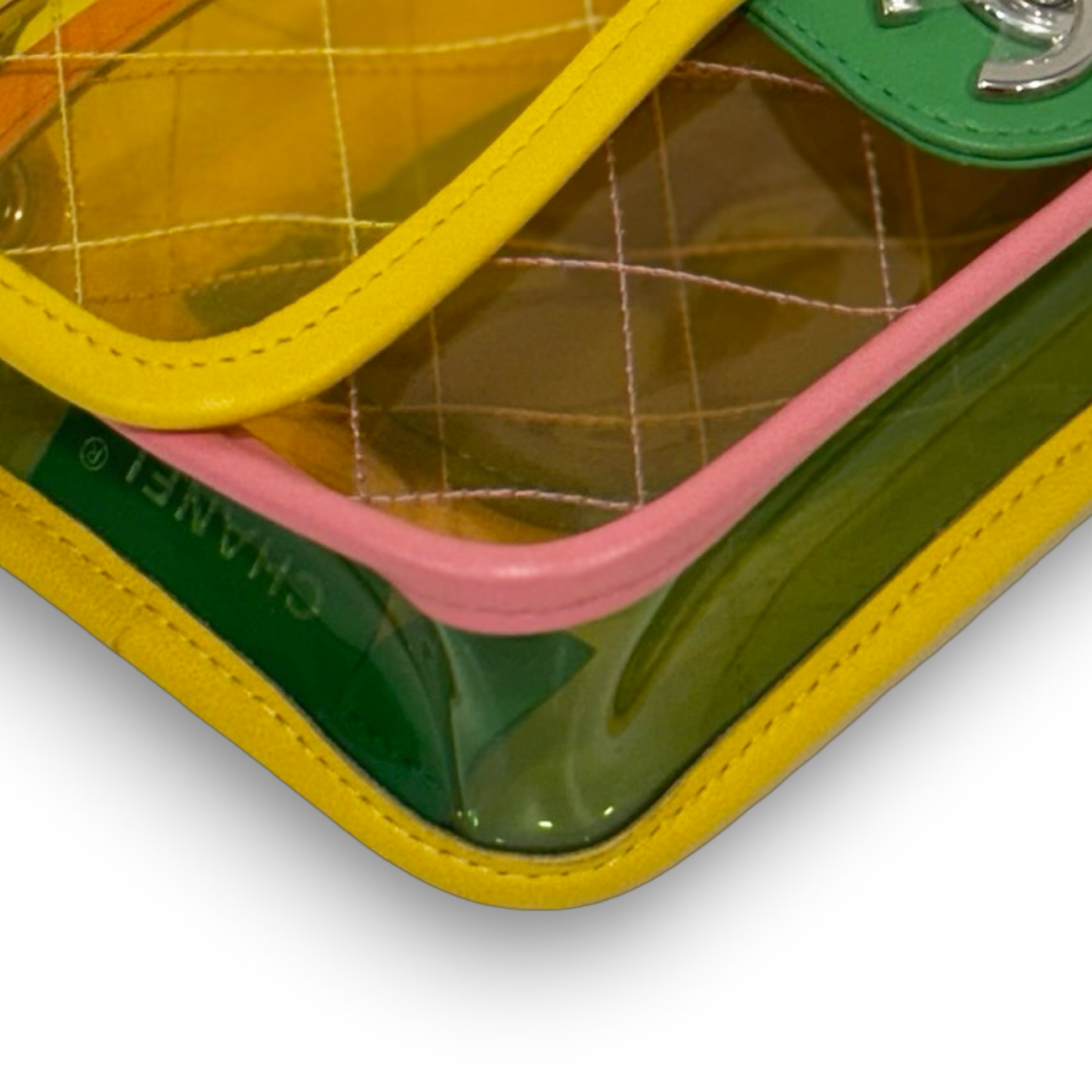 Chanel Quilted PVC Small Splash Flap - SHW /Yellow