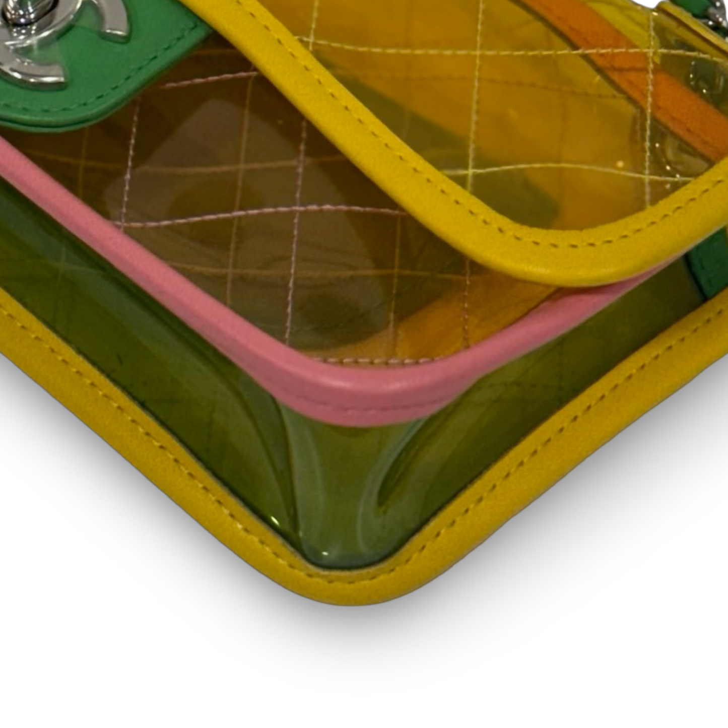 Chanel Quilted PVC Small Splash Flap - SHW /Yellow
