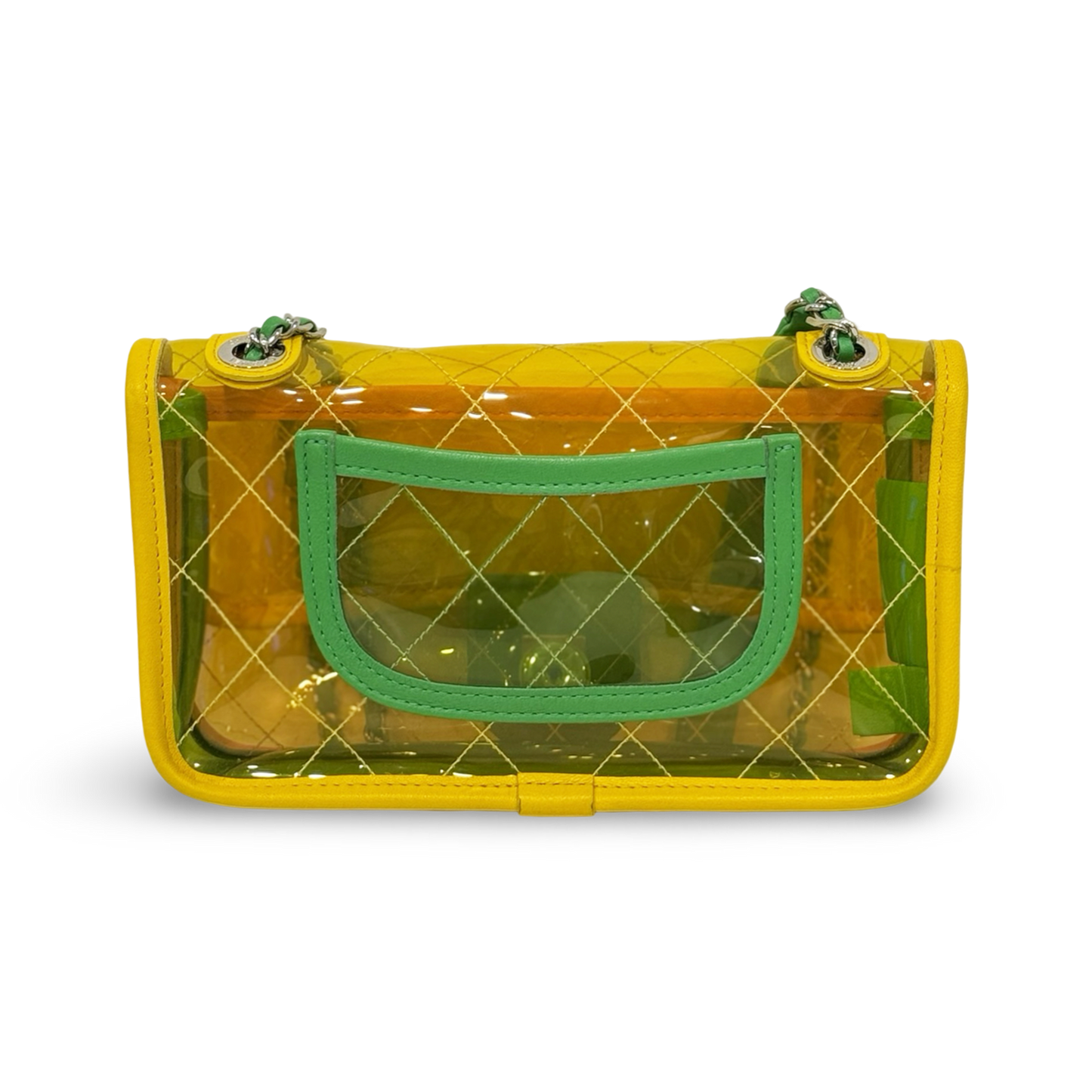 Chanel Quilted PVC Small Splash Flap - SHW /Yellow