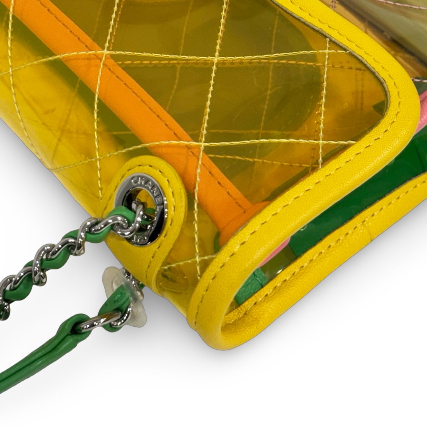 Chanel Quilted PVC Small Splash Flap - SHW /Yellow