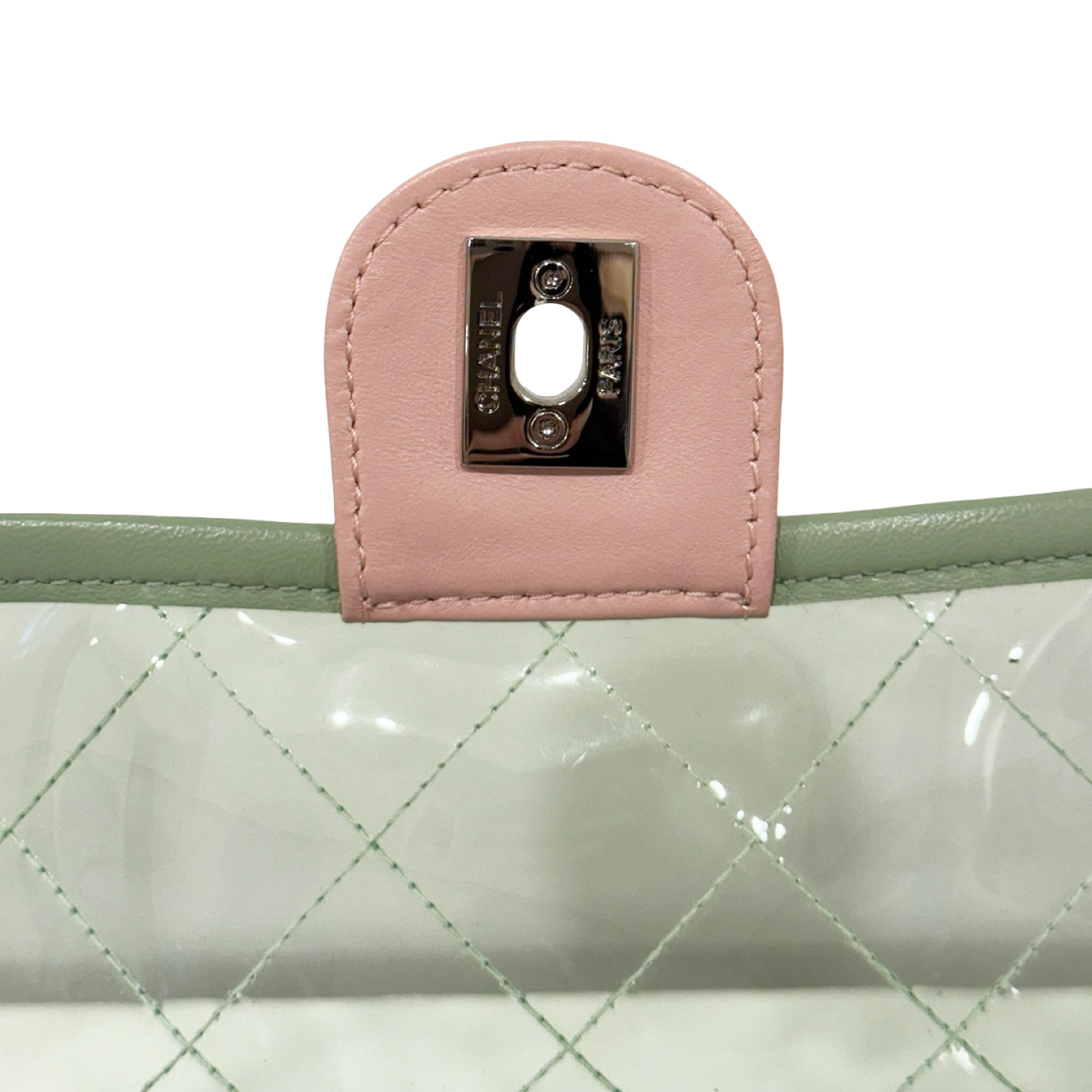 Chanel Quilted PVC Medium Splash Flap - SHW / Blue Pink