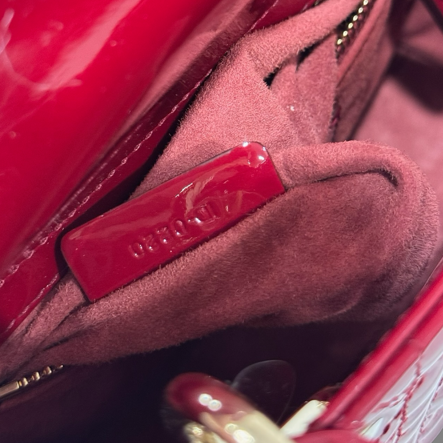 Dior Cannage Patent Mini Lady Bag - GHW / Red