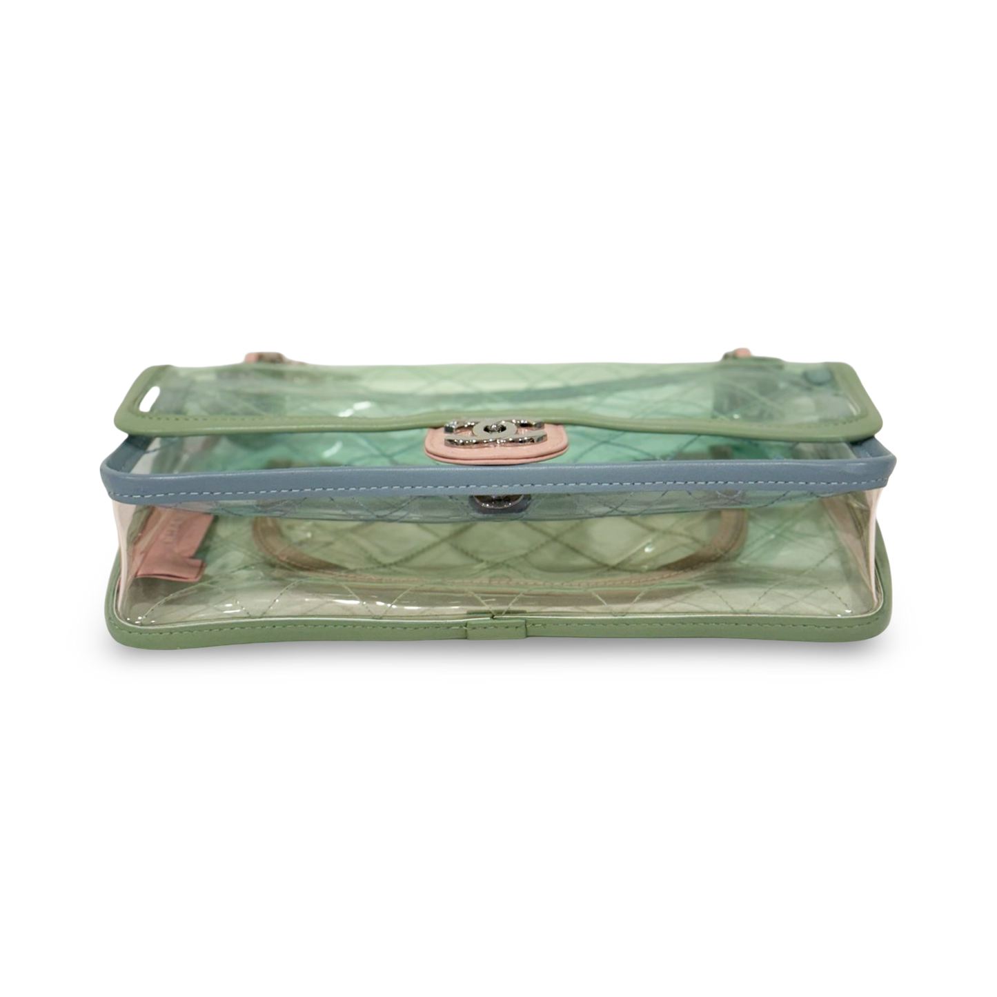 Chanel Quilted PVC Medium Splash Flap - SHW / Blue Pink
