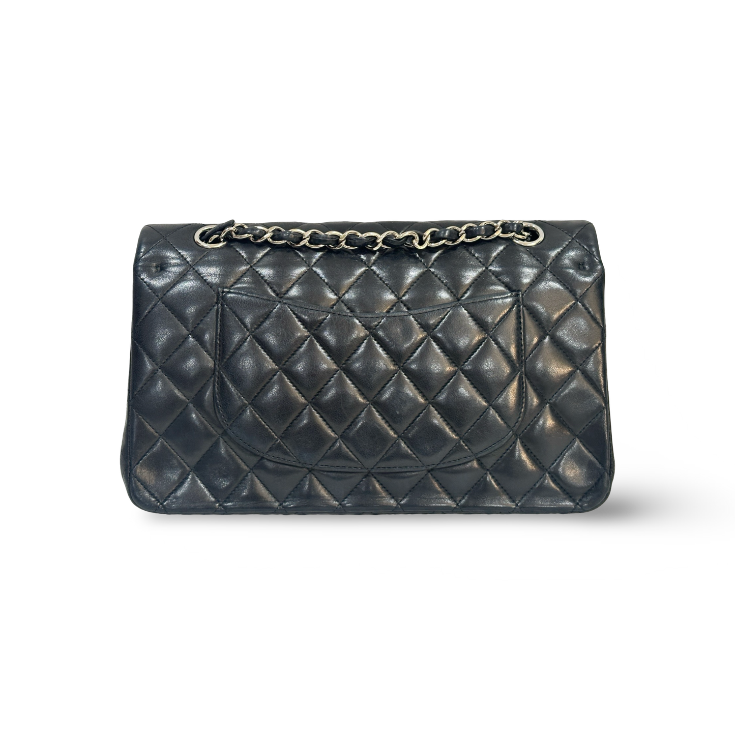 Chanel Classic Lambskin Medium Double Flap Bag - SHW / Black