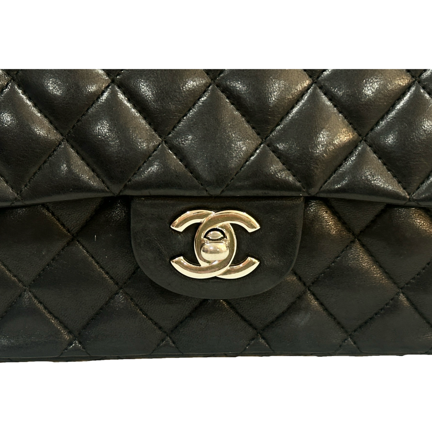 Chanel Classic Lambskin Medium Double Flap Bag - SHW / Black
