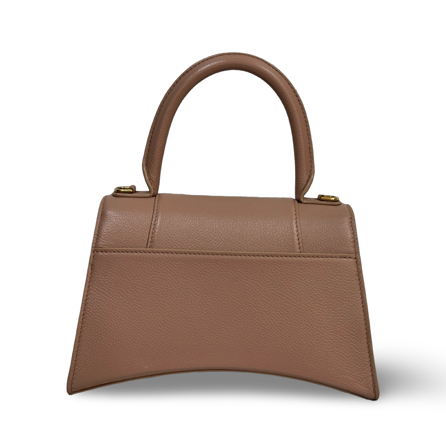 Balenciaga Grained Calfskin Hourglass w/ Strap Nude Beige