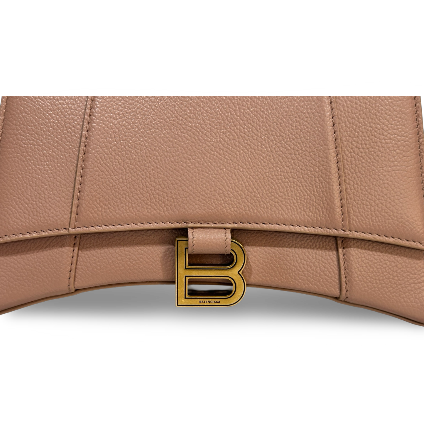Balenciaga Grained Calfskin Hourglass w/ Strap Nude Beige