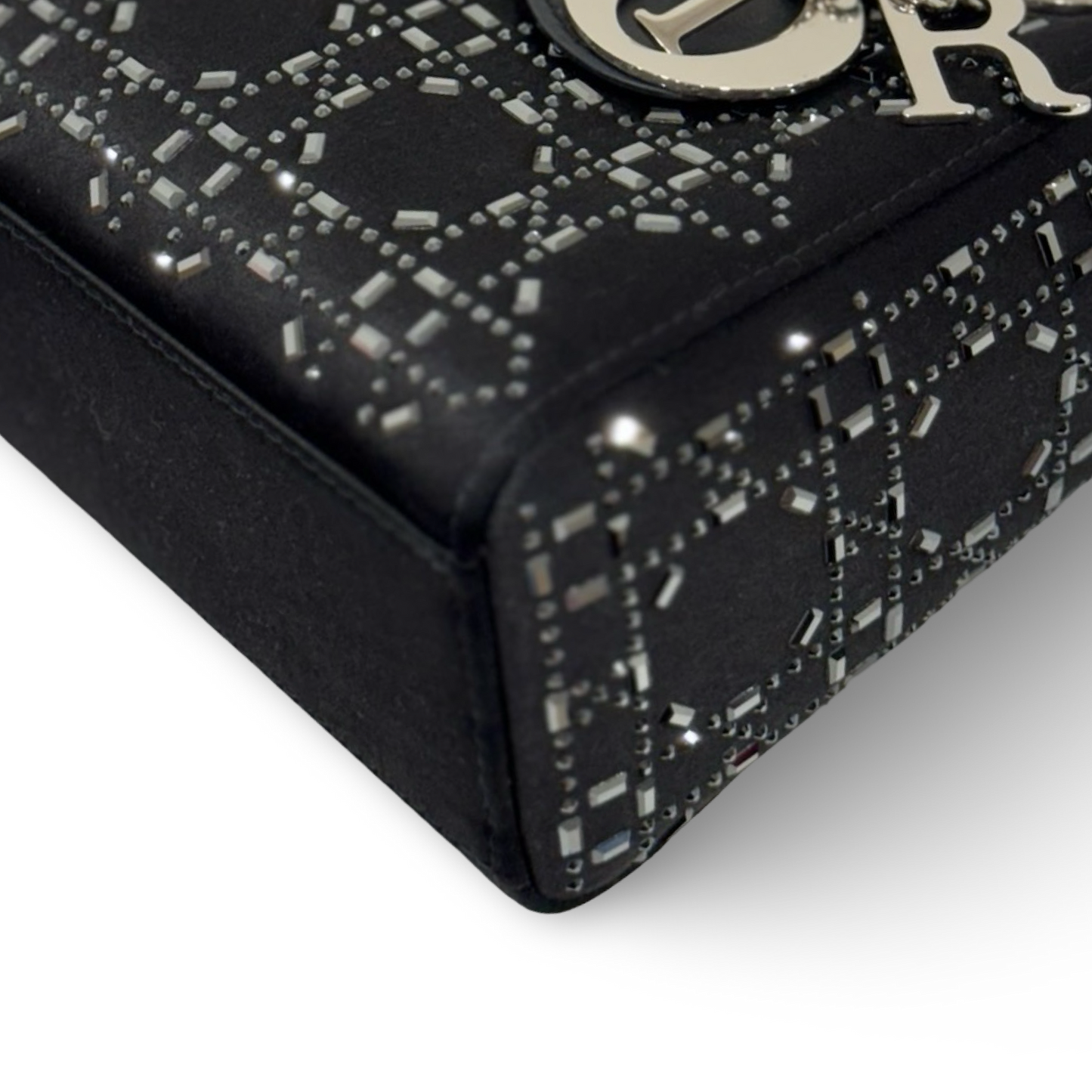 Dior Satin Mini Crystal Lady Bag - SHW / Navy
