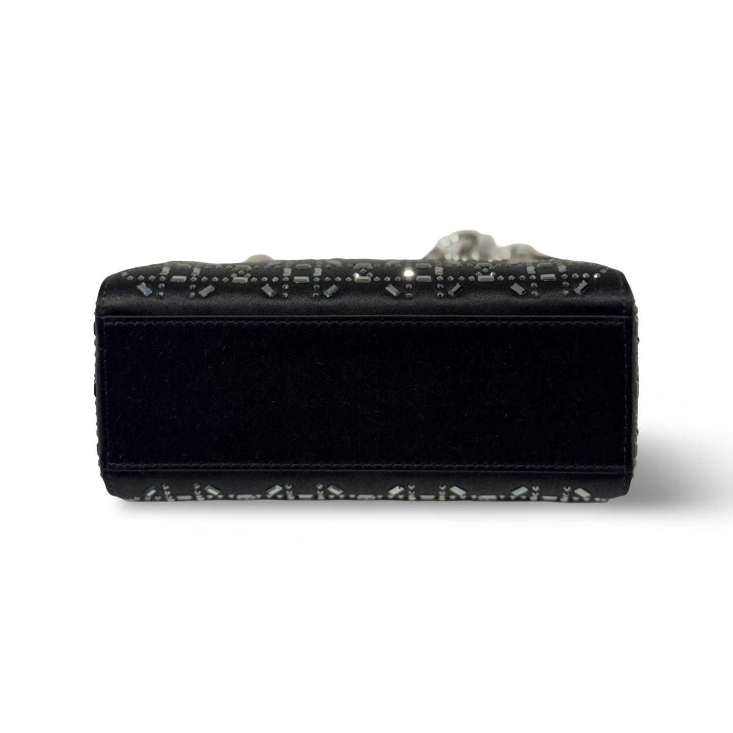 Dior Satin Mini Crystal Lady Bag - SHW / Navy