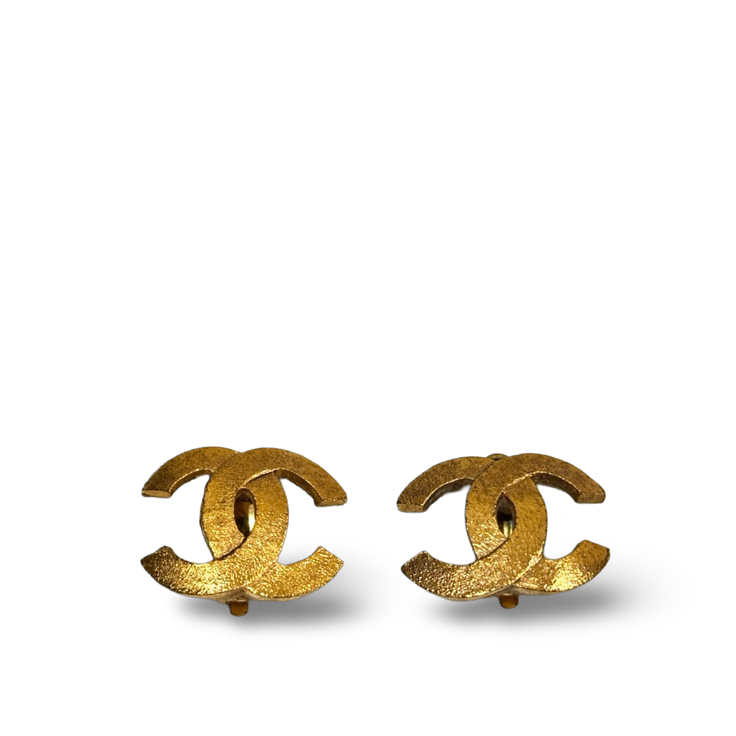 Chanel Vintage 18k Gold Logo Earrings