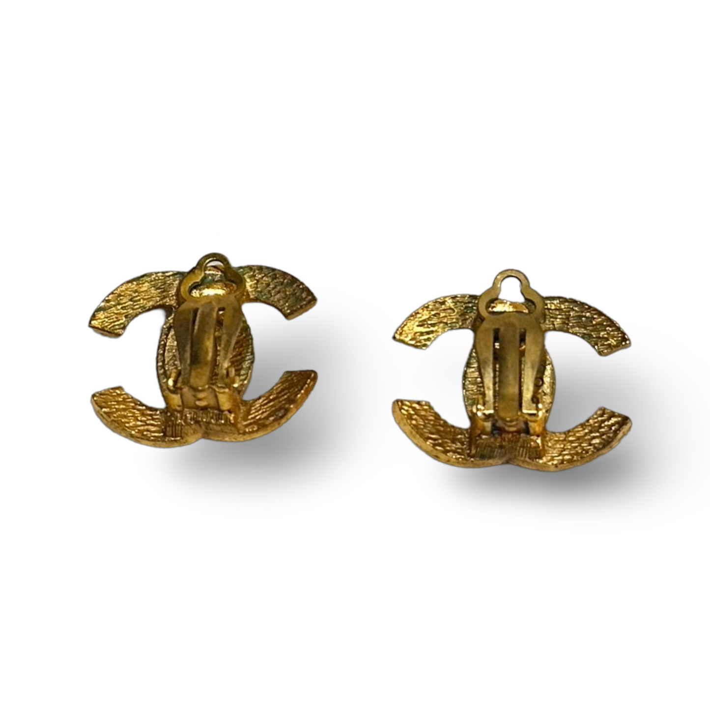Chanel Vintage 18k Gold Logo Earrings