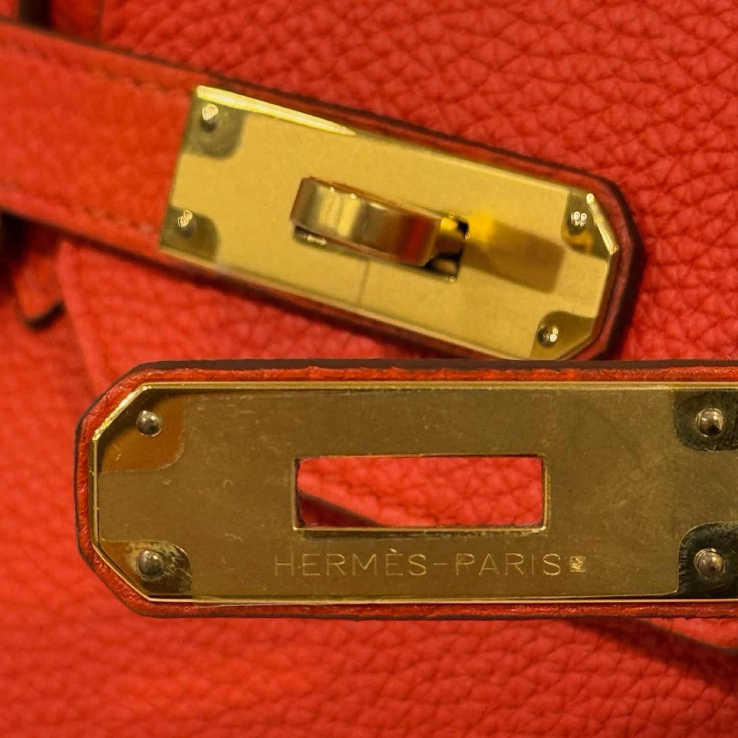 Hermes Togo 30 Birkin Bag - GHW / Red