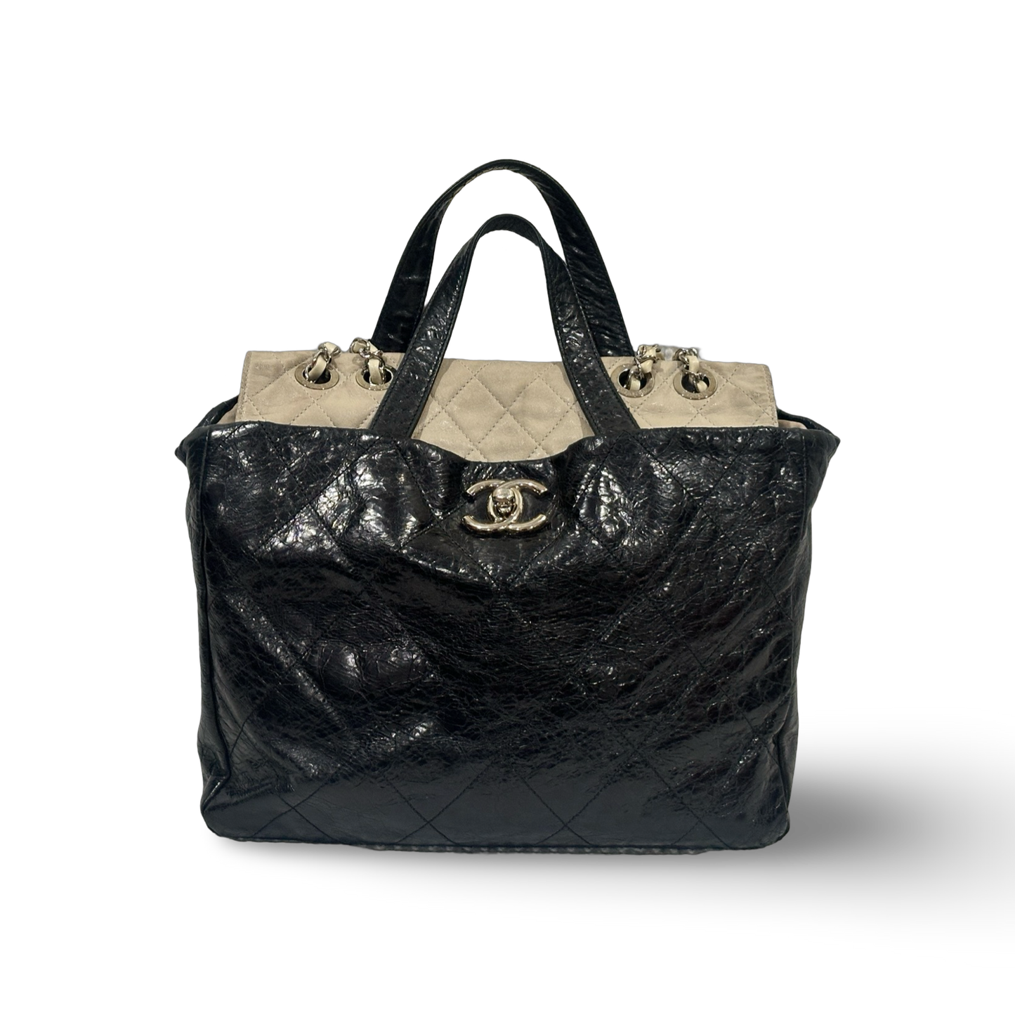 Chanel Classic Wax Shopping Tote Muti Color Beige Black