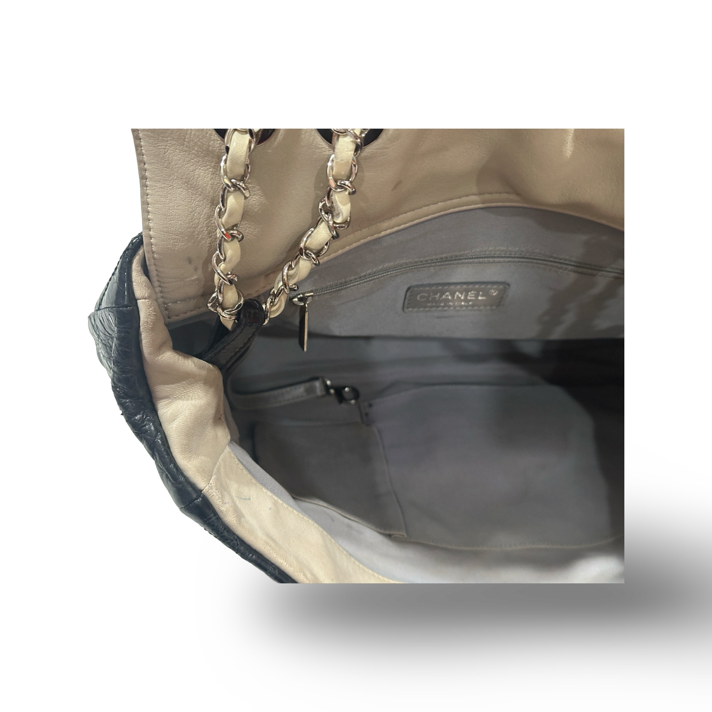 Chanel Classic Wax Shopping Tote Muti Color Beige Black