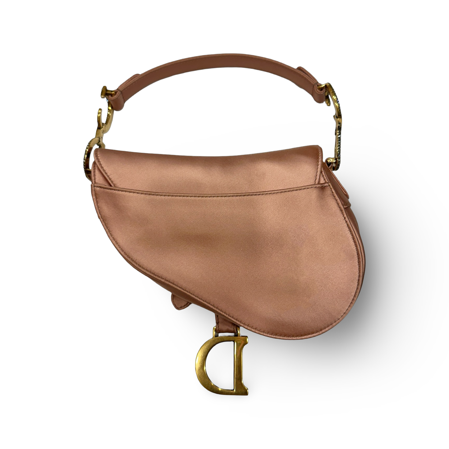 Dior Satin Crystal Embellished Mini Saddle Bag - SHW / Pink