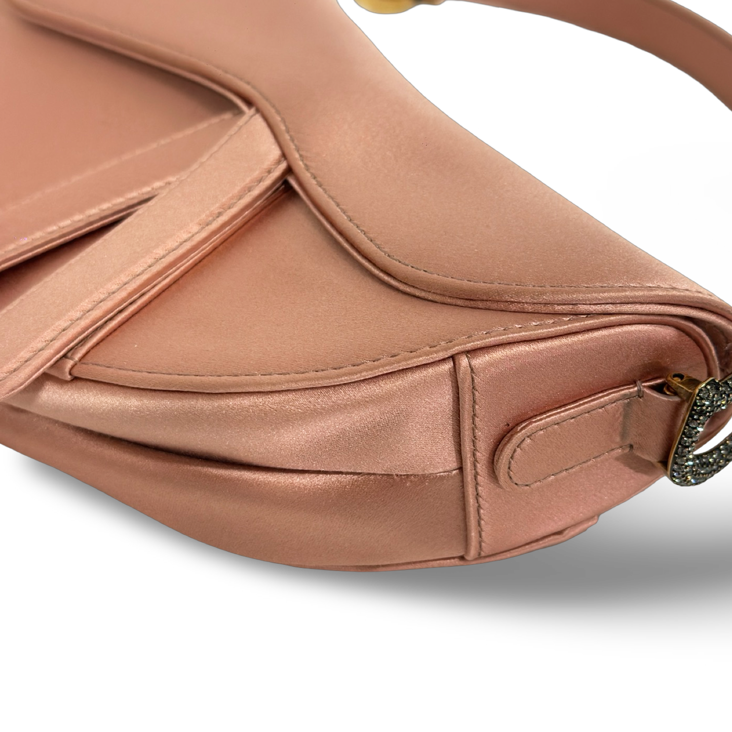 Dior Satin Crystal Embellished Mini Saddle Bag - SHW / Pink