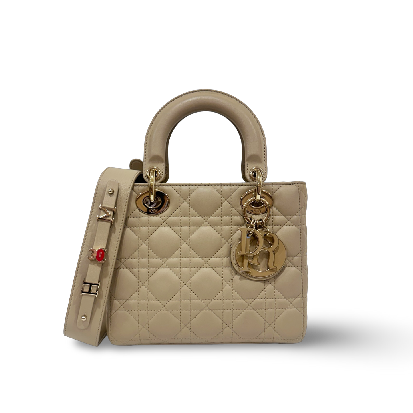 Dior Quilled Lambskin Small ABC Dior Lady Bag - GHW / Beige