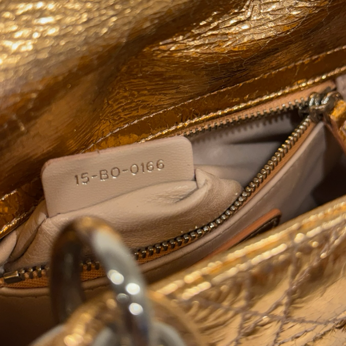 Dior Cannage Shinny Calfskin Mini Lady Bag - SHW / Rose Gold