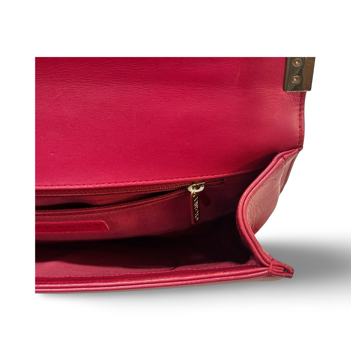 Chanel Classic Lambskin New Medium Boy Bag - GHW / Red