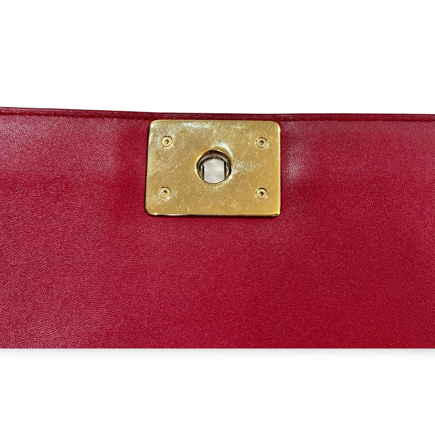 Chanel Classic Lambskin New Medium Boy Bag - GHW / Red