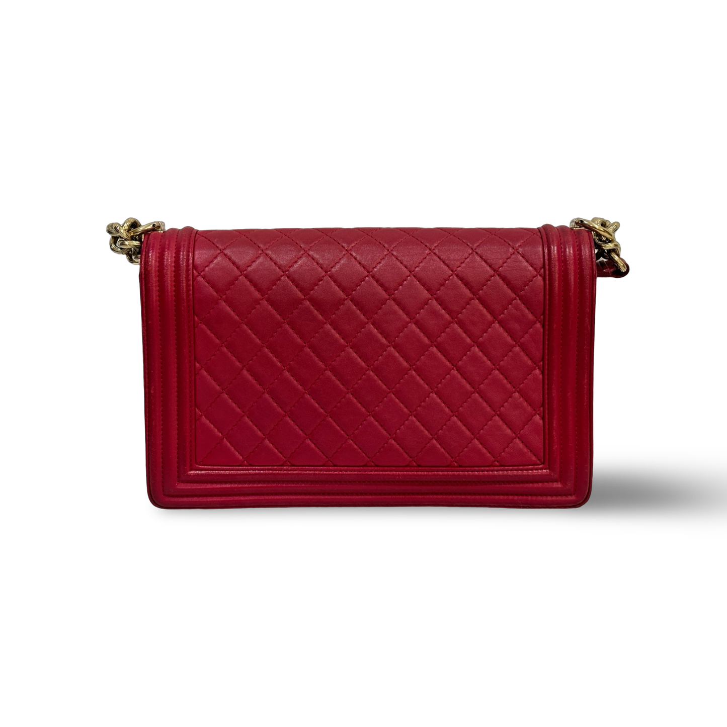 Chanel Classic Lambskin New Medium Boy Bag - GHW / Red