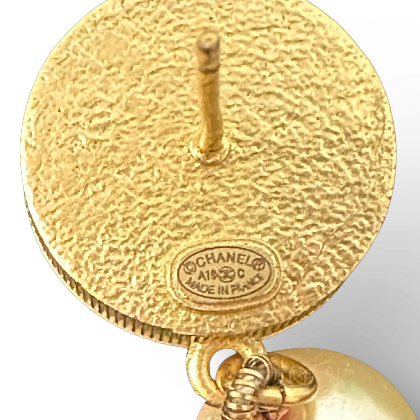 Chanel Resin Pearls Strpped CC Drop Earrings - GHW / Blue