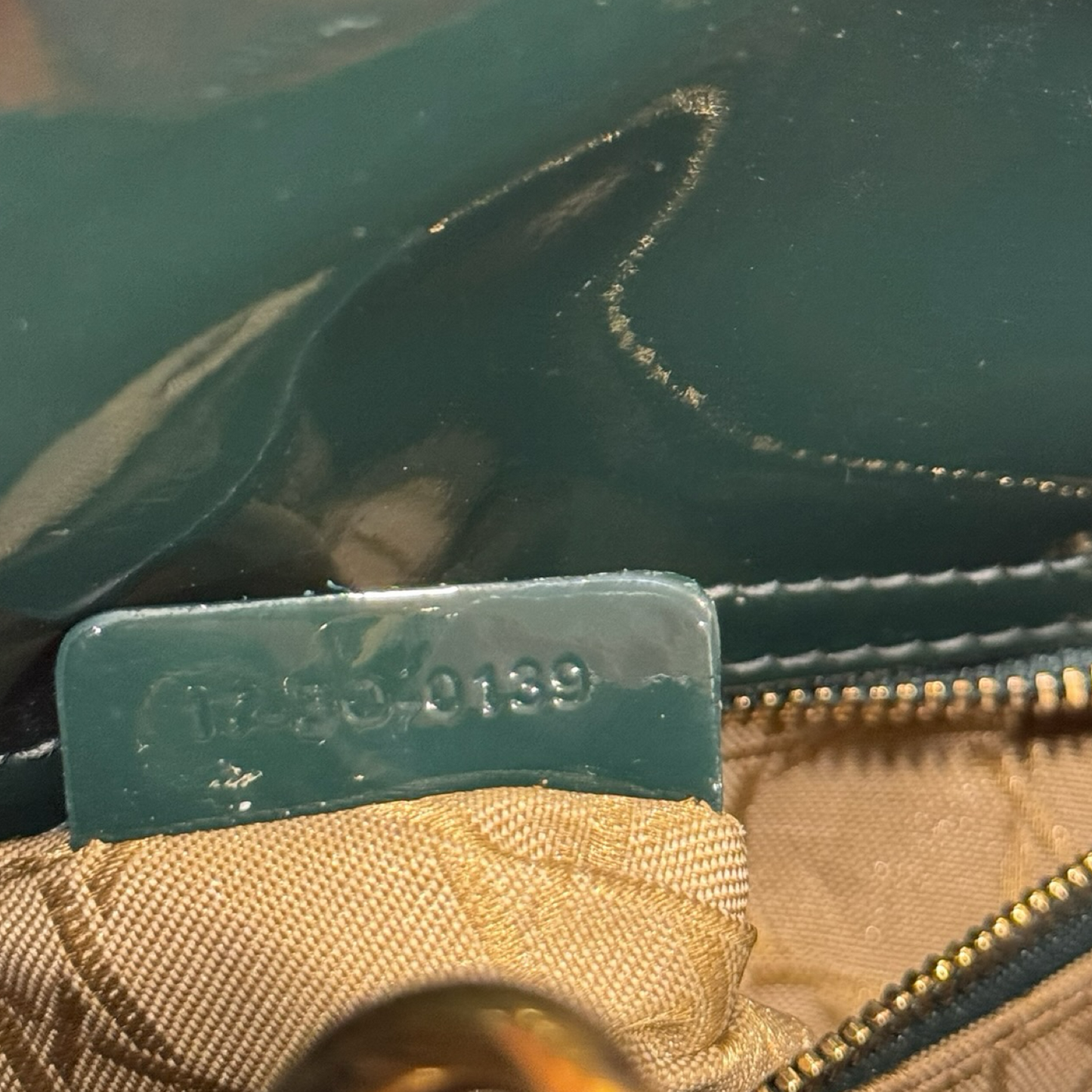 Dior Cannage Patent Mini Lady Bag - GHW / Dark Green