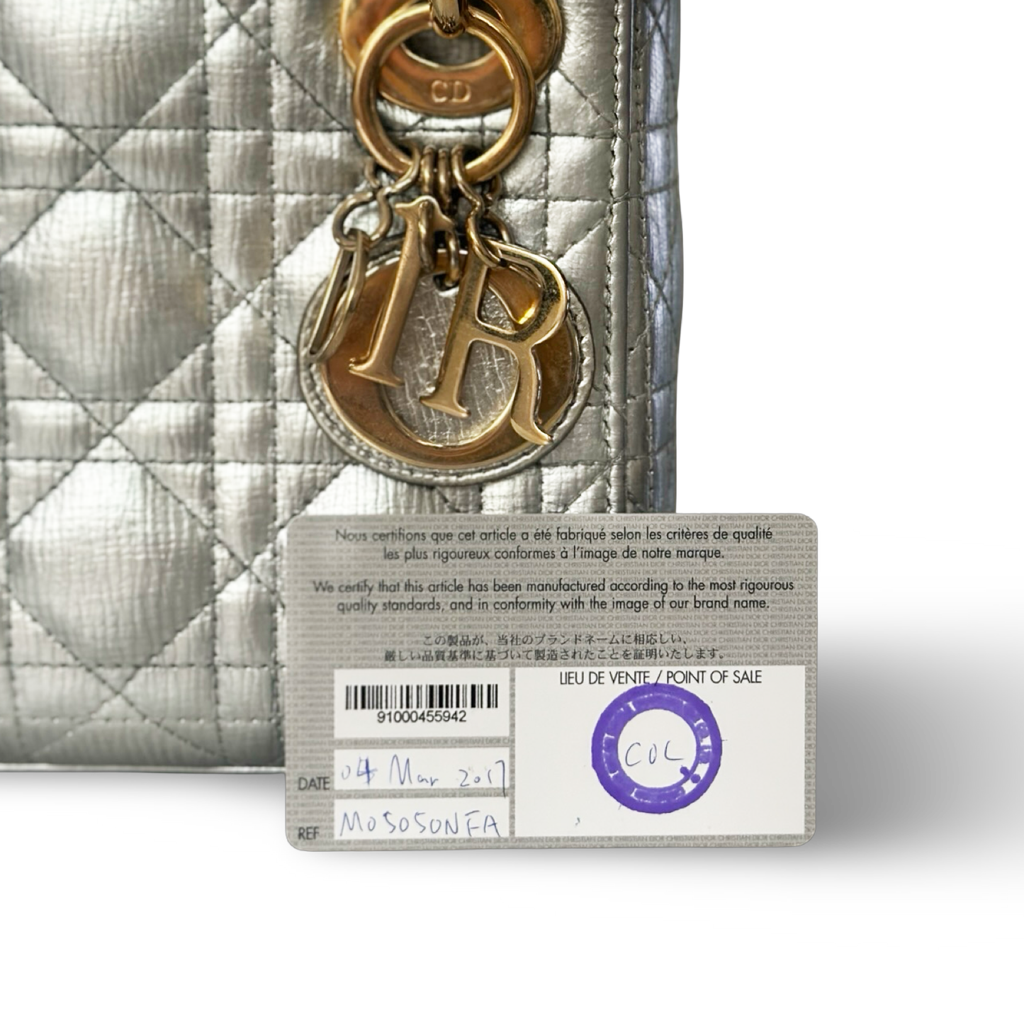 Dior Cannage Calfskin Mini Lady Bag - SHW / Sliver